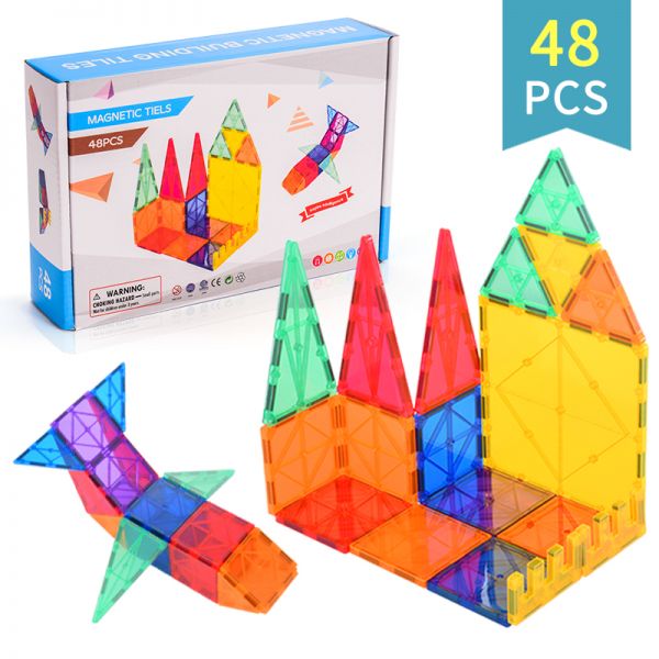 48pcs Magnetic Blocks Building Set Magnetic Tiles Educational Building Construction Toys Gift for Boys and Girls kids toys