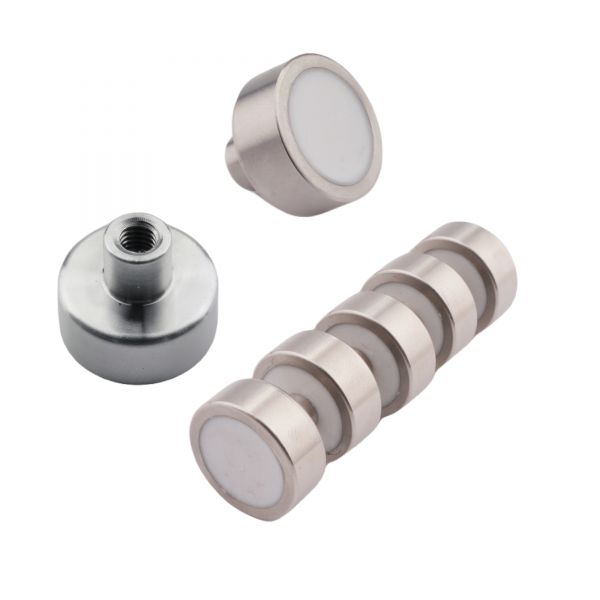 White epoxy coating pot magnet Ndfeb Neodymium Internal Thread Pot Cup Magnet Raised female thread pot magnet